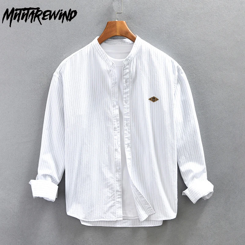 Japanese Long Sleeve White Shirts for Men Spring Autumn Pure Cotton Causal Shirts Stand Collar Striped Shirt Fashion Loose Tops
Japanese Long Sleeve White Shirts for Men Spring Autumn Pure Cotton Causal Shirts Stand Collar Striped Shirt Fashion Loose Tops