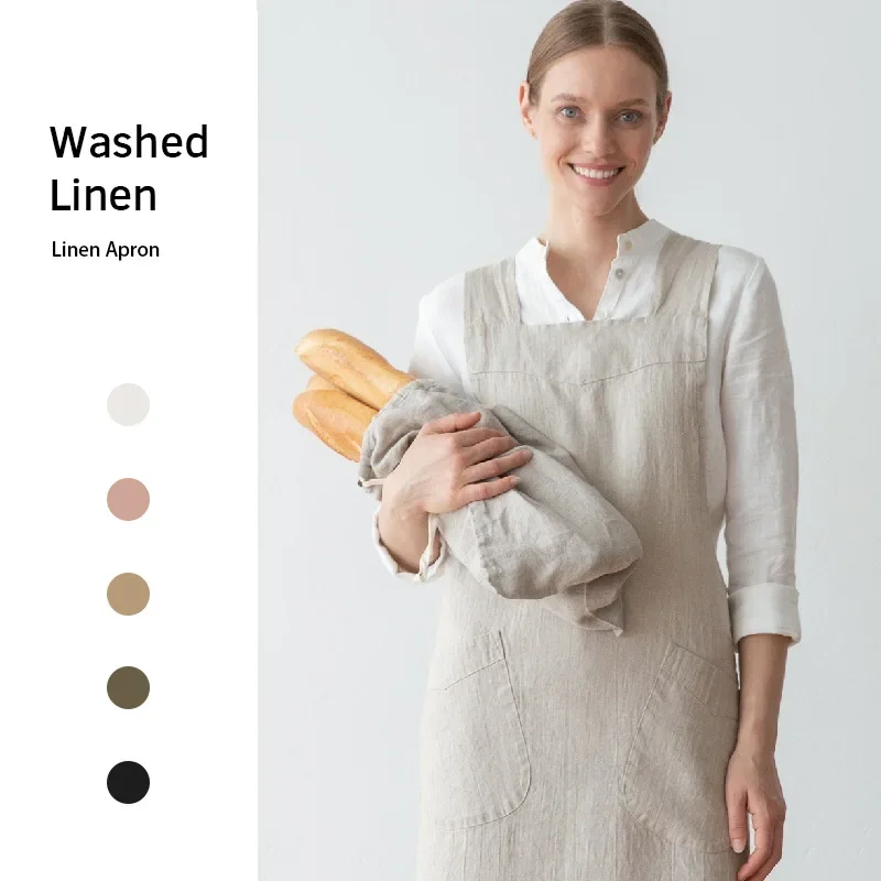 Kitchen Apron Linen Tunic Dress Casual Sleeveless Knee-Length with Pockets Japanese Style Pinafore 
Kitchen Apron Linen Tunic Dress Casual Sleeveless Knee-Length with Pockets Japanese Style Pinafore