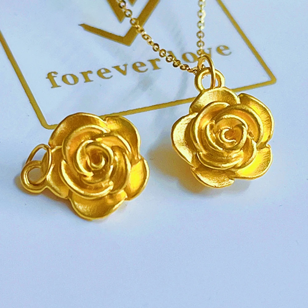 1PCS Real 24K Yellow Gold Pendant 3D Craft Lucky Rose Flower Pendant 0.35-0.45g 
1PCS Real 24K Yellow Gold Pendant 3D Craft Lucky Rose Flower Pendant 0.35-0.45g
