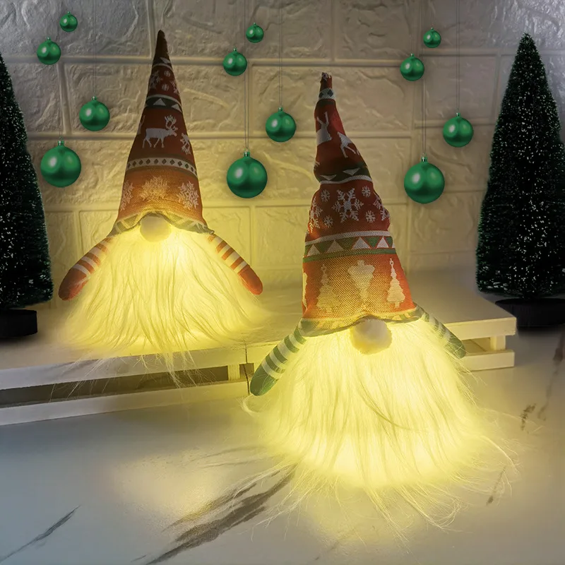 

LED Christmas Decorations Faceless Santa Claus Pendant Gnome Dwarf Plush Doll Home Xmas Party Ornament 2023 Navidad Kids Gifts