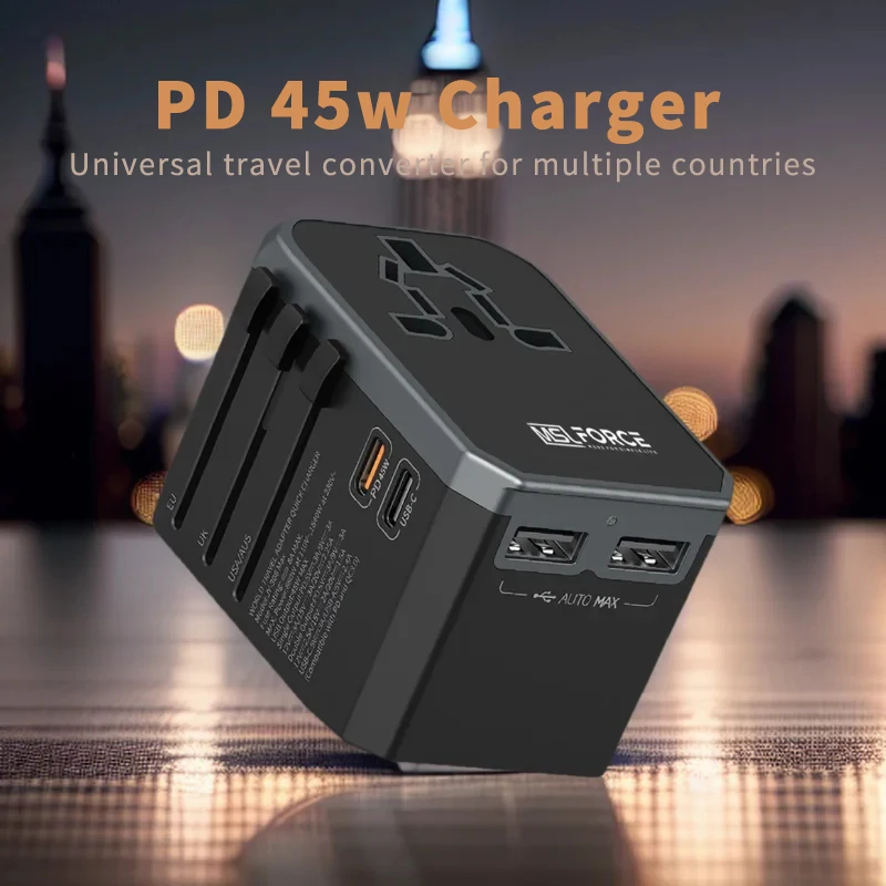 

universal travel adapter multiple plug with usb PD 45w portable charger c Mobile Phone Chargers UK US plug for iphone 15 xiaomi
