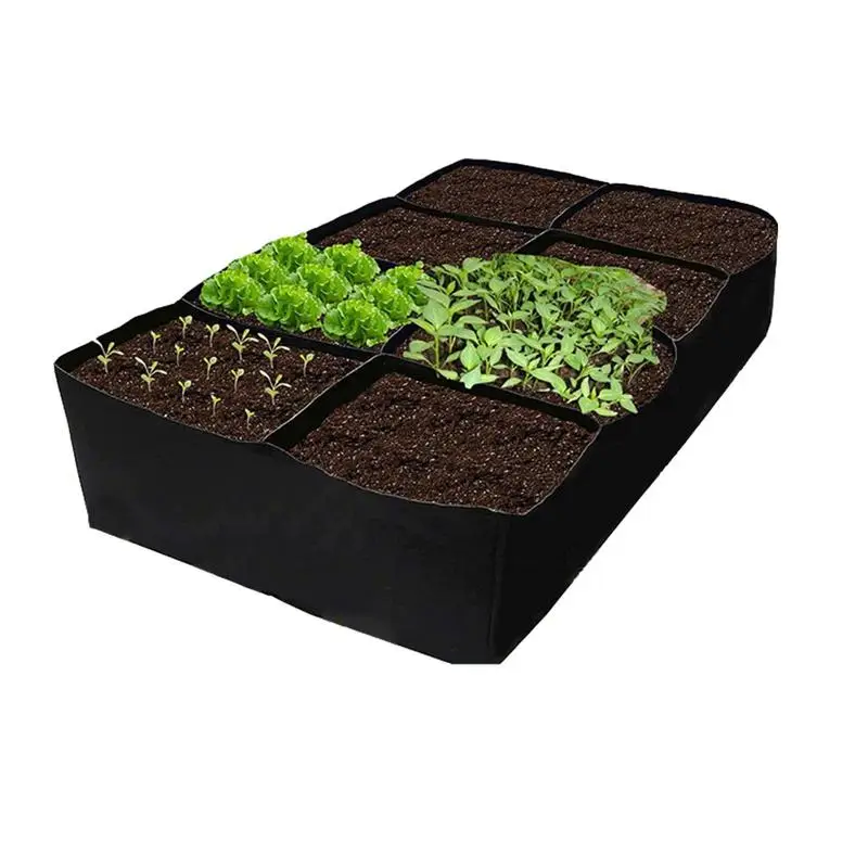 

Plant Growing Bag 128 Gallon Rectangle Raised Grow Bed For Plants Planting Container With 8 Partition Grids Gardening Tools