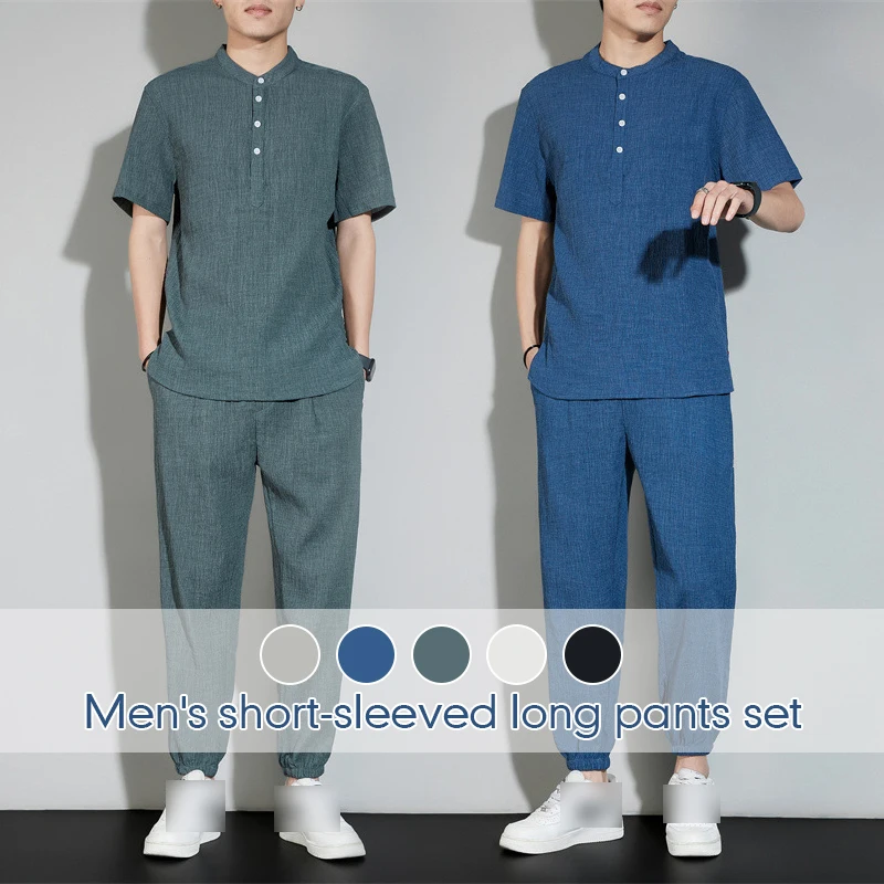 Summer 2 Piece Set Men Solid Men's Clothes Ice Silk Draped Short Sleeve Tops Long Pants Loose Tracksuit Casual Draping Suits 4Xl
Summer 2 Piece Set Men Solid Men's Clothes Ice Silk Draped Short Sleeve Tops Long Pants Loose Tracksuit Casual Draping Suits 4Xl
