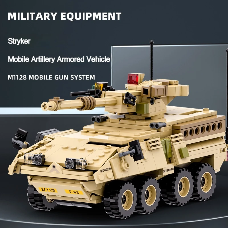 458PCS World War 2 WW2 Army Military Soldiers SAWT M1128 Mobile Gun System Model Building Blocks Bricks Boy Toys Gift
458PCS World War 2 WW2 Army Military Soldiers SAWT M1128 Mobile Gun System Model Building Blocks Bricks Boy Toys Gift