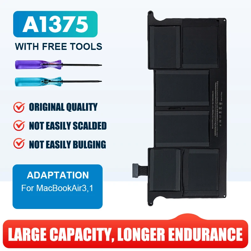 

A1375 Laptop Battery for Apple MacBook Air 2011 Notebook Batteries MC506 MC505 with Screws Tools 7.3V 35WH A1370 Battery