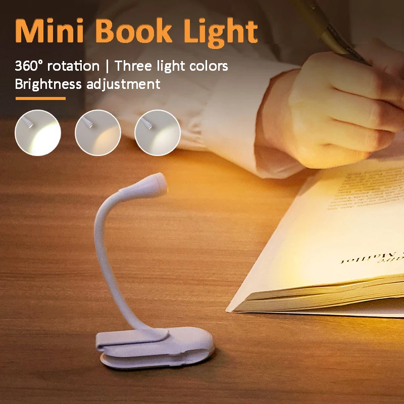 1-2pcs Mini LED Book Light Portable Flexible 360° Clip Night Lights USB Rechargeable 3 Modes Reading Lamp Travel Bedroom Book 
1-2pcs Mini LED Book Light Portable Flexible 360° Clip Night Lights USB Rechargeable 3 Modes Reading Lamp Travel Bedroom Book