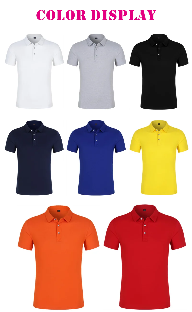 ارتفاع نهاية قميص بولو مخصص الصيف قصيرة الأكمام طباعة الشعار شعار شعار طية صدر السترة تي شيرت والتطريز تنفس مريح للرجال والنساء ملابس العمل ارتفاع نهاية قميص بولو مخصص الصيف قصيرة الأكمام طباعة الشعار شعار شعار طية صدر السترة تي شيرت والتطريز تنفس مريح للرجال والنساء ملابس العمل
