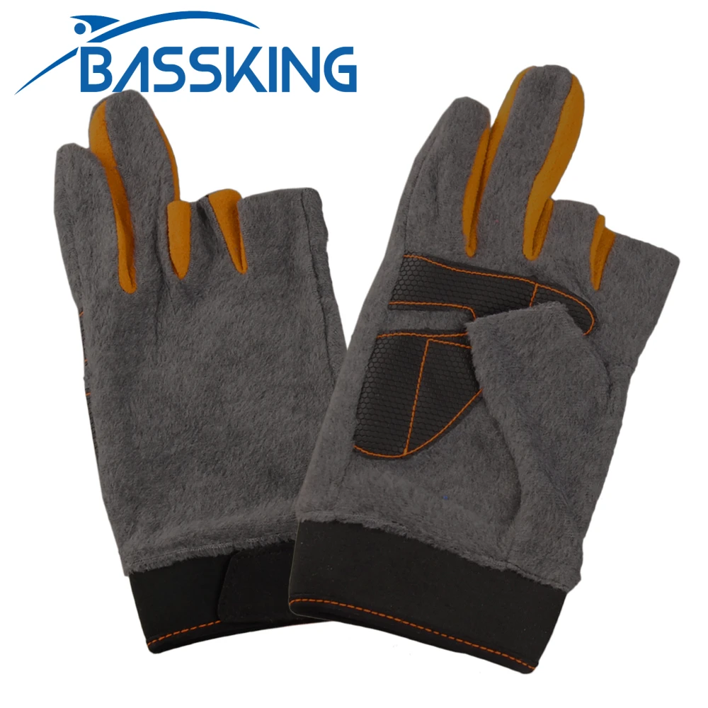 

BASSKING NEW Fishing Gloves Anti-Slip 3 Low Fingers Warm Outdoor Sports Quality Gloves Protector Finger For Winter Fishing Pesca