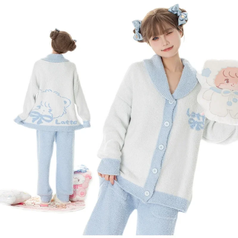 

Anime Mikko Joint Name Pajamas Flannel Cute Women's Warm Woolen Cartoon Kawaii Casual Home Pants Autumn Winter Fashion Trousers