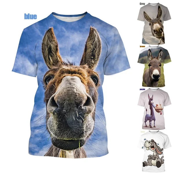 Summer new fashion animal 3D Donkey Printed men and women casual T-shirt personality trend fun animal short-sleeved size XS-5XL
Summer new fashion animal 3D Donkey Printed men and women casual T-shirt personality trend fun animal short-sleeved size XS-5XL