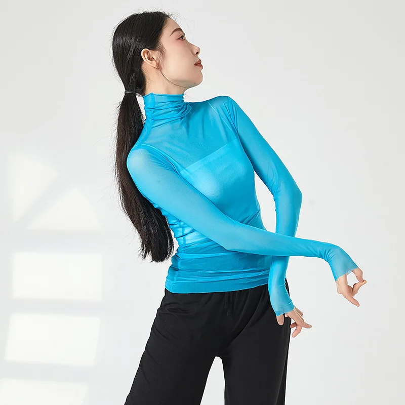 Adult Sexy Slim Fit Semi Transparent Belly Dance Foldover Turtleneck T Shirt Long Sleeve Top Costume for Women Dancing Clothes
Adult Sexy Slim Fit Semi Transparent Belly Dance Foldover Turtleneck T Shirt Long Sleeve Top Costume for Women Dancing Clothes