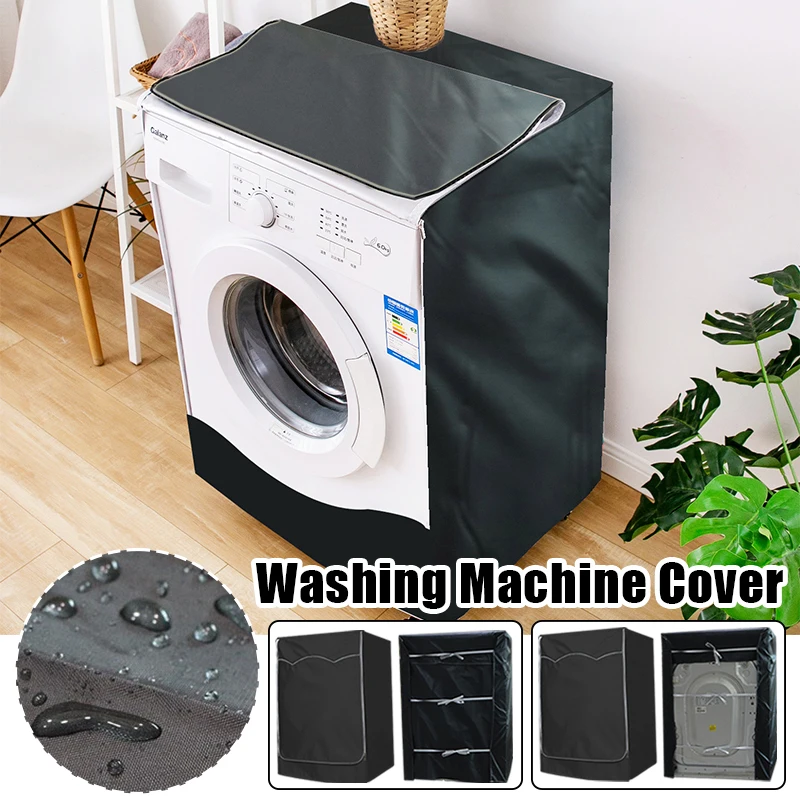 

Universal Washing Machine Cover Black Oxford Cloth Waterproof Home Automatic Drum Dryer Dustproof And Sunscreen Protect Cover