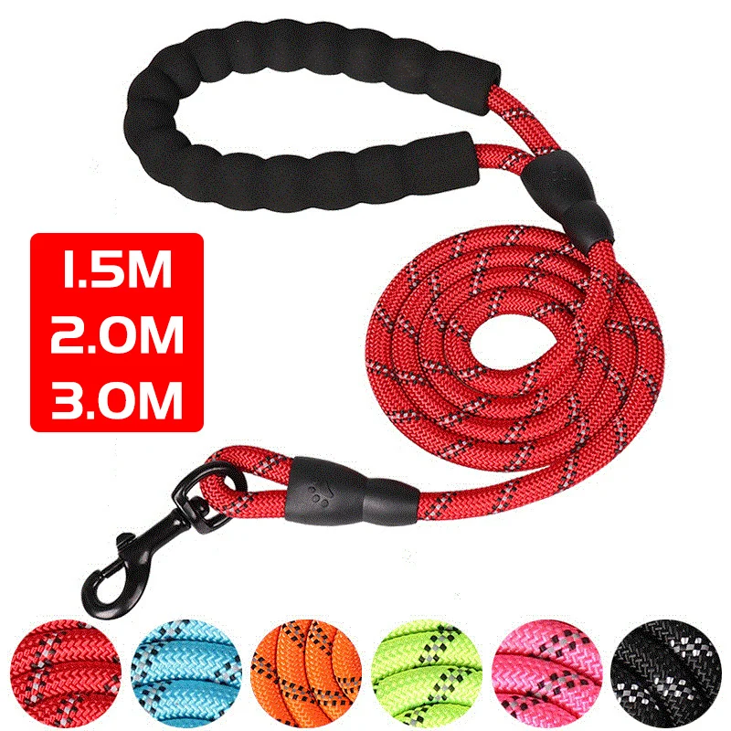 

150/200/300cm Strong Dog Leash Reflective Pet Leashes Long Lanyard Walking Traction Rope for Puppy Small Medium Large Big Dogs