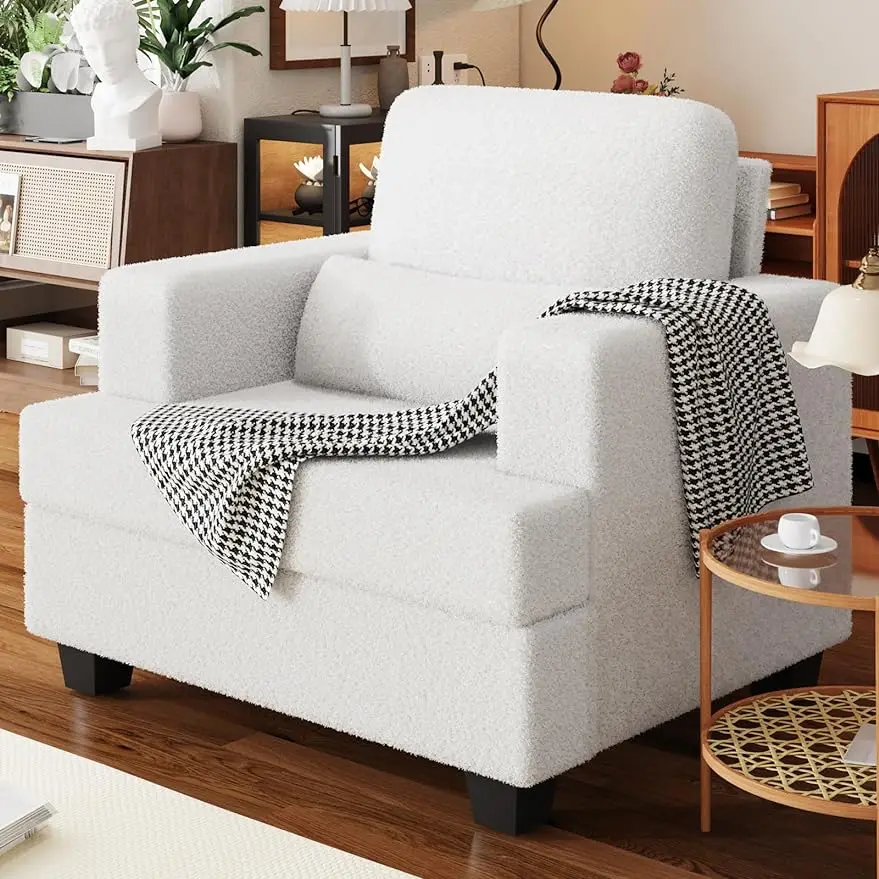 37.4'' Accent Chair with Lumbar Pillow, Oversized Single Sofa Chair, Modern Upholstered Cloud Couch, Comfy Teddy Fabric
37.4'' Accent Chair with Lumbar Pillow, Oversized Single Sofa Chair, Modern Upholstered Cloud Couch, Comfy Teddy Fabric