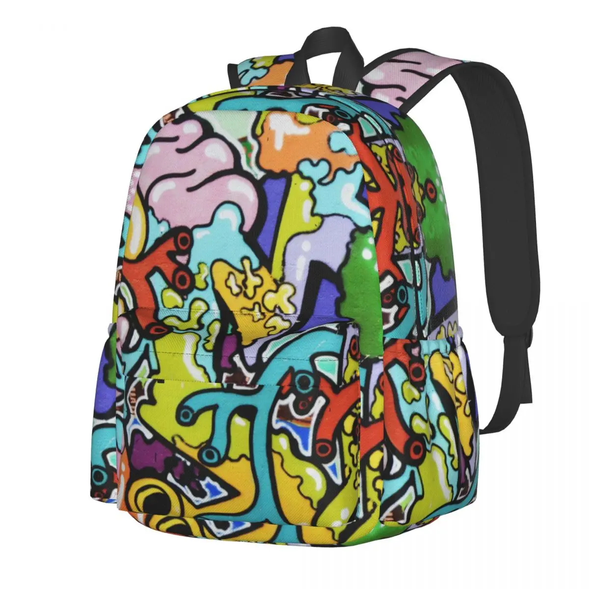 

Городской рюкзак с рисунком граффити для мальчиков и девочек, полиэстер, уличный стиль, рюкзаки с принтом Kawaii, школьные сумки, рюкзак
