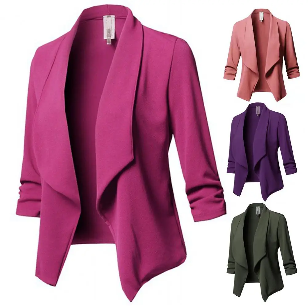 Women Business Blazer Open Solid Color Three Quarter Sleeves OL Style Lapel Formal Women Suit Jacket Open Stitch Cardigan Coat
Women Business Blazer Open Solid Color Three Quarter Sleeves OL Style Lapel Formal Women Suit Jacket Open Stitch Cardigan Coat