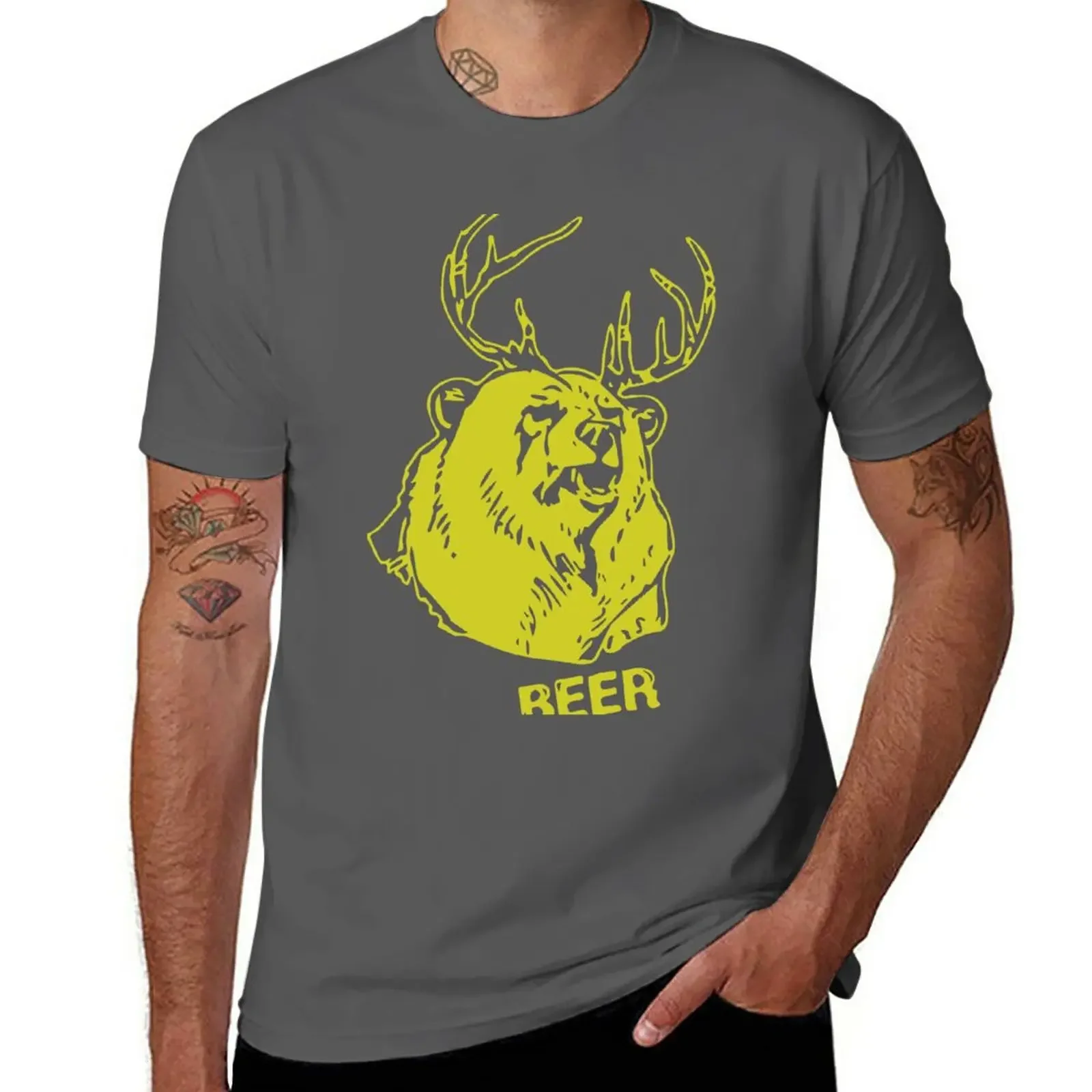 Macs Bear Plus Deer T-Shirt quick drying summer top Short sleeve tee mens cotton t shirts 
Macs Bear Plus Deer T-Shirt quick drying summer top Short sleeve tee mens cotton t shirts