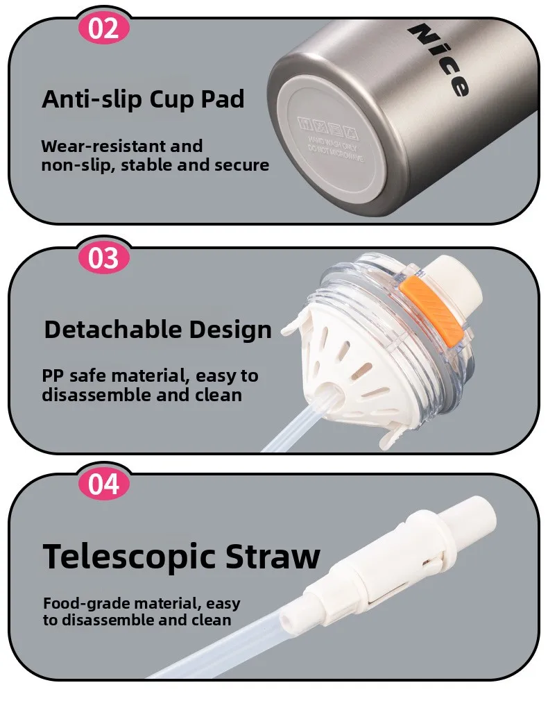Large Capacity Ceramic Insulated Water Bottle for Men 2025 New Model Portable Carrying Straw Cup Stainless Steel Tea Separator 16