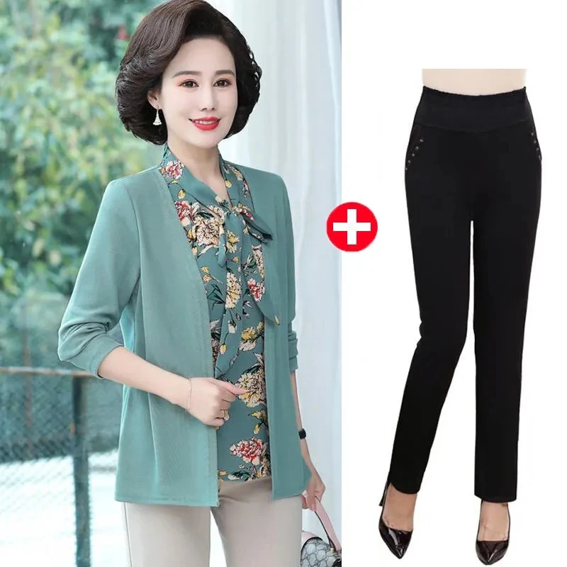 Новинка 2023, весенне-осенние комплекты для матери, модная рубашка, женская одежда для среднего возраста, футболка с длинным рукавом, топ, пуловер и брюки, костюм
Новинка 2023, весенне-осенние комплекты для матери, модная рубашка, женская одежда для среднего возраста, футболка с длинным рукавом, топ, пуловер и брюки, костюм