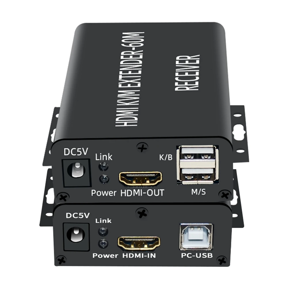 

HDMI-совместимый квм-удлинитель 60 м через Cat5/6 Ethernet-кабель 1080P USB аудио-видео конвертер для быстрой розетки-штепсельная вилка европейского стандарта