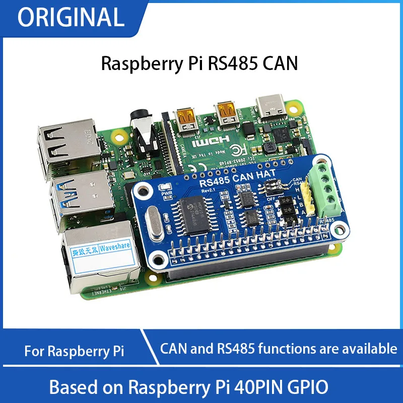 

Raspberry Pi RS485 CAN HAT 3.3V MCP2515 SP3485 SPI Interface Allows Stable Long-Distance Communication for Raspberry Pi 4B/3B+/3