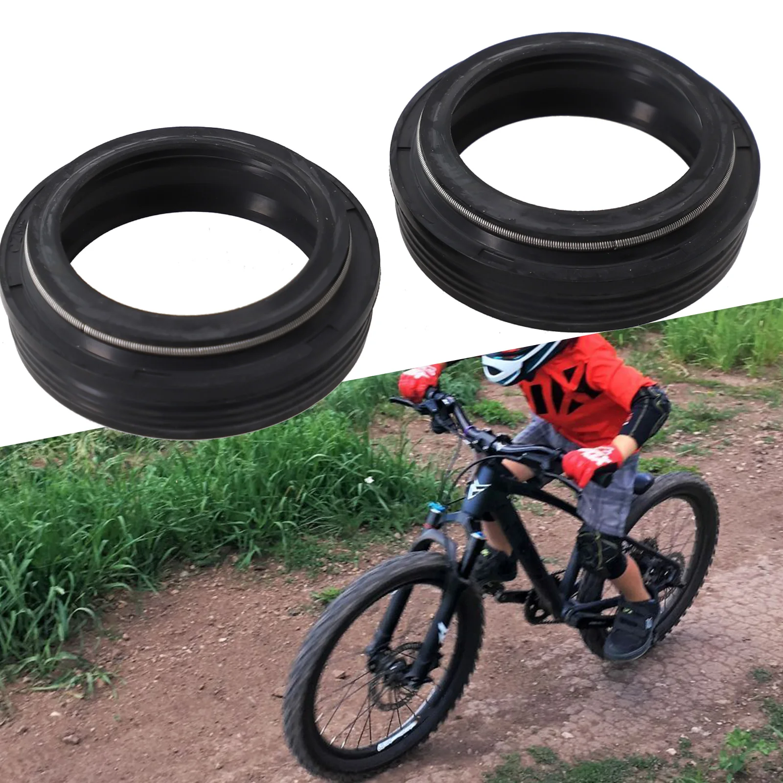 2pcs Bike Bicycle Fork Dusty Seal 28.6/30/32/34mm Dust Wiper Oil Seal Setting Filter Design Dustproof Bicycle Accesseries
2pcs Bike Bicycle Fork Dusty Seal 28.6/30/32/34mm Dust Wiper Oil Seal Setting Filter Design Dustproof Bicycle Accesseries