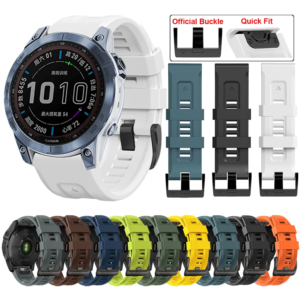 

QuickFit 20mm 22mm 26mm Strap For Garmin Fenix 7X 7 Solar/6X 6 Pro 5 5X Plus 3 3HR/Epix Smartwatch Watch Band Silicone Bracelet