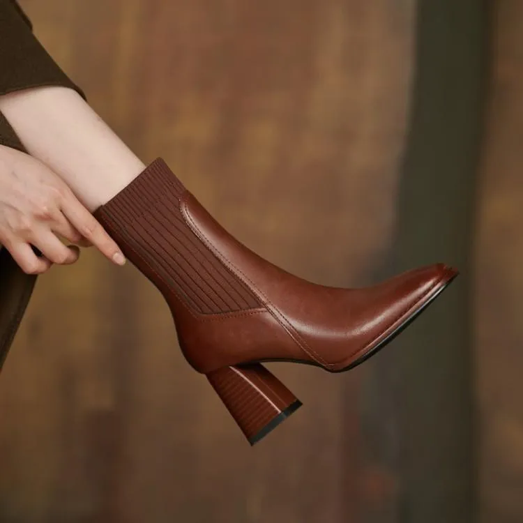 French retro square toe slim boots, high heeled knitted short boots, temperament, thick heeled socks boots
French retro square toe slim boots, high heeled knitted short boots, temperament, thick heeled socks boots
