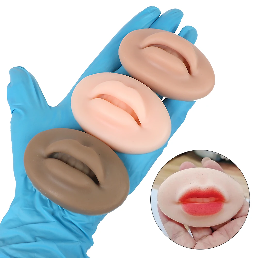 

5pcs PMU Lip 3D Practice Skin Model Imitation Fake Soft Silicone Microblde Open Mould Lip Tattoo Skin for Beginners Artists