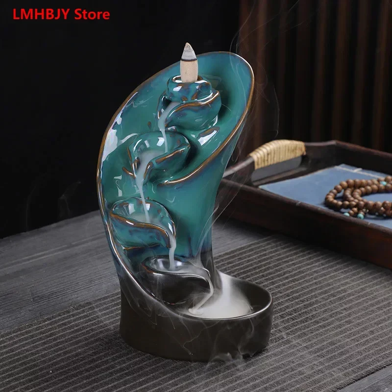 

LMHBJY Creative Ceramic Backflow Incense Burner Home Decoration High Mountain Flowing Water Indoor Decoration Incense Burner