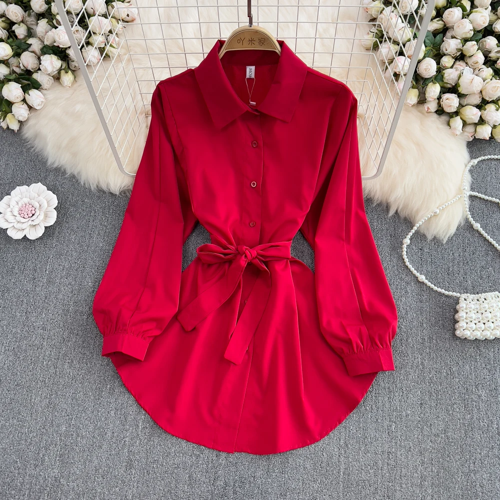 2022 Spring New Design Mid-length Waist-slim Shirt Women's Hong Kong Style Retro Long-sleeved Top
2022 Spring New Design Mid-length Waist-slim Shirt Women's Hong Kong Style Retro Long-sleeved Top
