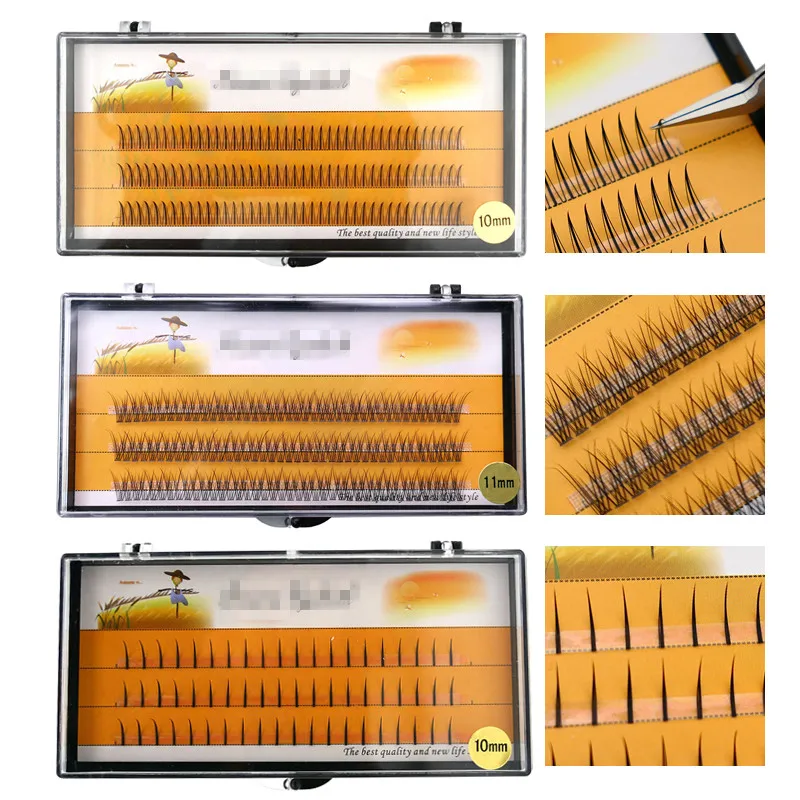 

A/M Shape Professional Makeup Individual Lashes Cluster spikes lash wispy premade russian Natural Fluffy false eyelashes