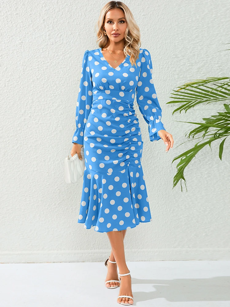 Women Autumn Maxi Long Dress Elegant Casual Fashion Pullover Bodycon Slim Streetwear Holiday Dot Polk Dress 2023 New
Women Autumn Maxi Long Dress Elegant Casual Fashion Pullover Bodycon Slim Streetwear Holiday Dot Polk Dress 2023 New