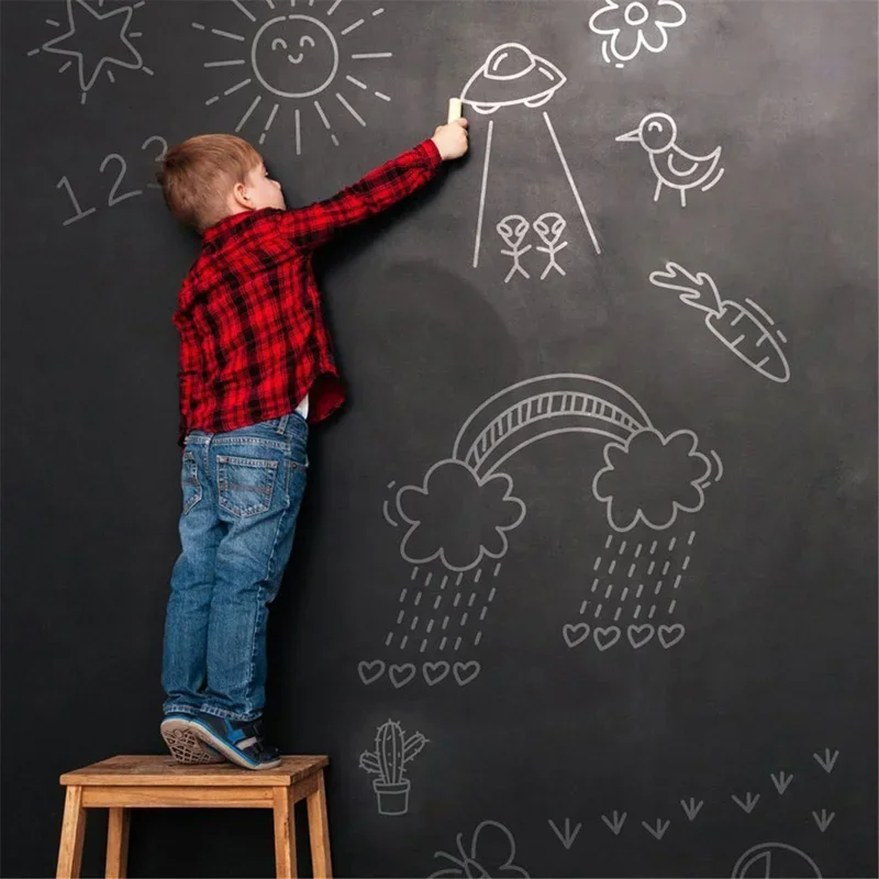 

Sticker Blackboard Chalkboard Wall Art Decor Mural Draw Removable PVC Chalk Board Sticker for Kids Rooms Durable 45 x 100cm