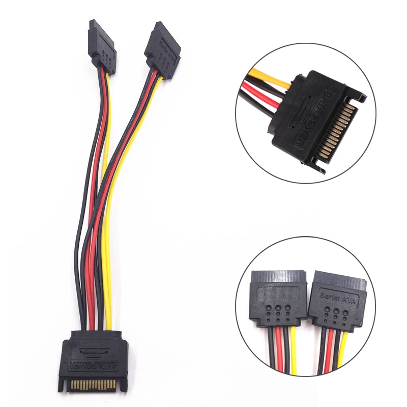 

SATA II Hard Disk Power 15Pin SATA Male To 2 Female 15Pin Power HDD Splitter Extension Cable