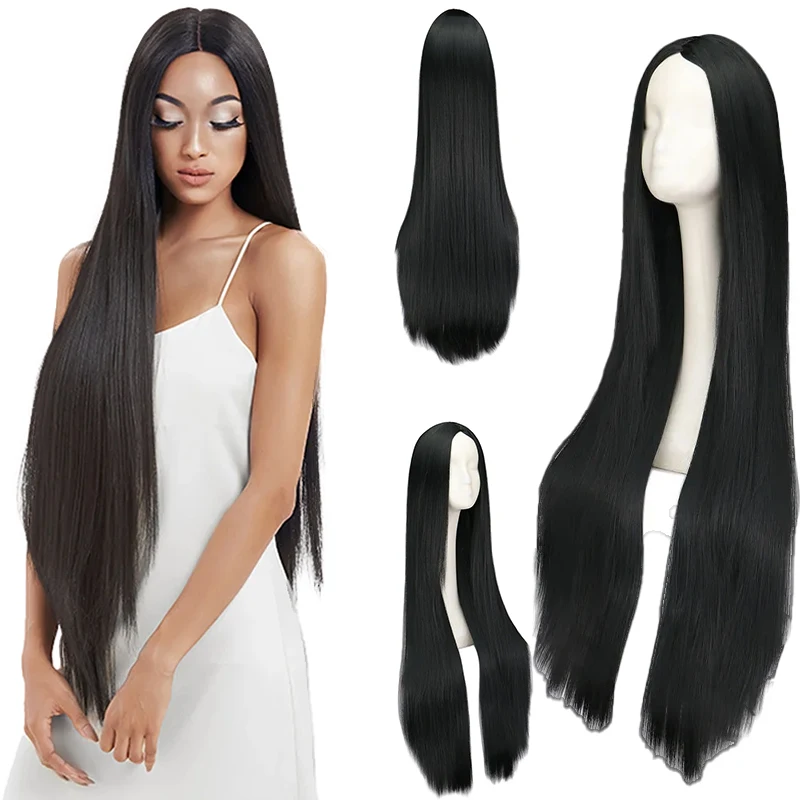 

Long Straight Synthetic Wig Black Daily Use Wigs for Women Heat Resistant Fibre Cosplay Lolita Party Natural Hair