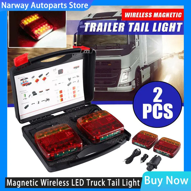

Magnetic Wireless LED Truck Tail Light Trailer Rear Taillight Signal Warning Brake Light Lamp For Caravan RV Camper Lorry Truck