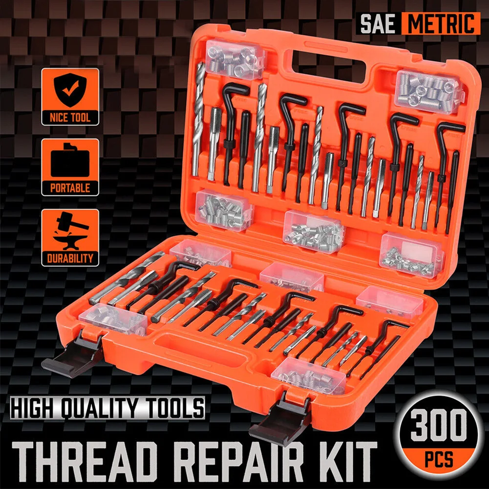 300Pc Thread Repair Kit Metric & Imperial HSS Drill Helicoil Tap Insert Repair
300Pc Thread Repair Kit Metric & Imperial HSS Drill Helicoil Tap Insert Repair