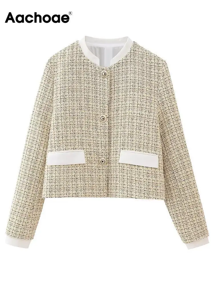 Aachoae Elegant Plaid Tweed Blazer Suits Women Fashion O Neck Long Sleeve Blazers Ladies Single Breasted Suits With Pockets
Aachoae Elegant Plaid Tweed Blazer Suits Women Fashion O Neck Long Sleeve Blazers Ladies Single Breasted Suits With Pockets