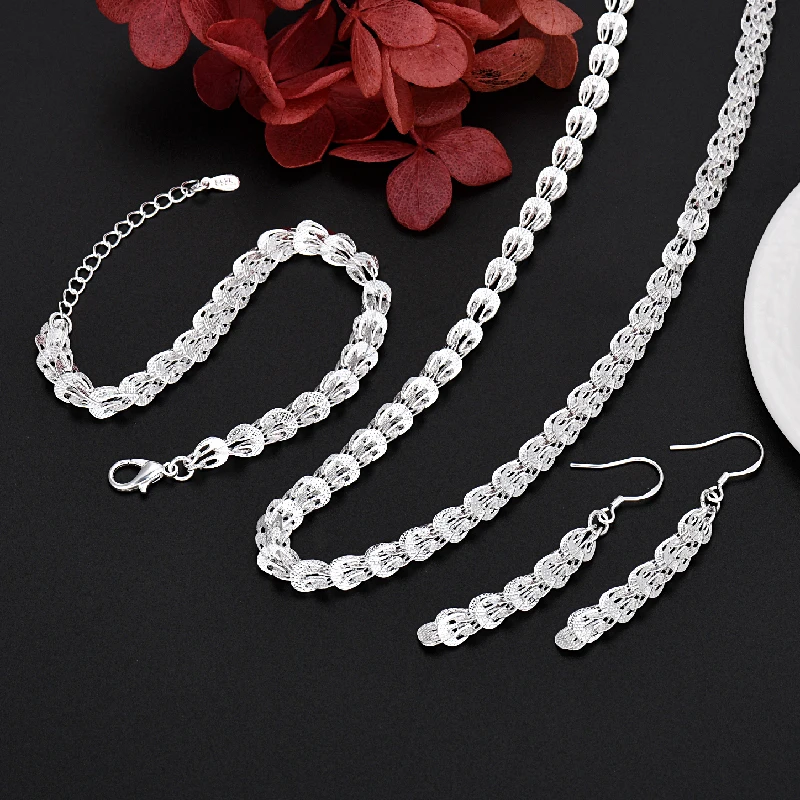 JewelryTop Fine 925 Sterling Silver Charms Earrings Necklace Bracelet Love Jewelry Cute For Women Chain Set Wedding Gift
JewelryTop Fine 925 Sterling Silver Charms Earrings Necklace Bracelet Love Jewelry Cute For Women Chain Set Wedding Gift