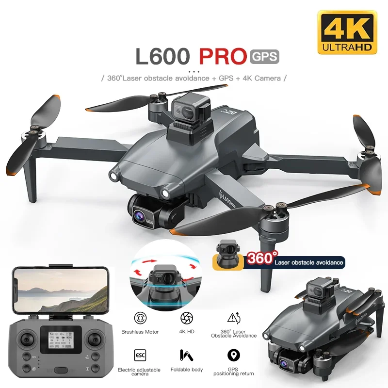 

L600 PRO GPS Drone 4K Dual HD Camera 5G WIFI FPV Optical Flow Positioning Obstacle Avoidance Helicopter Foldable RC Quadcopter