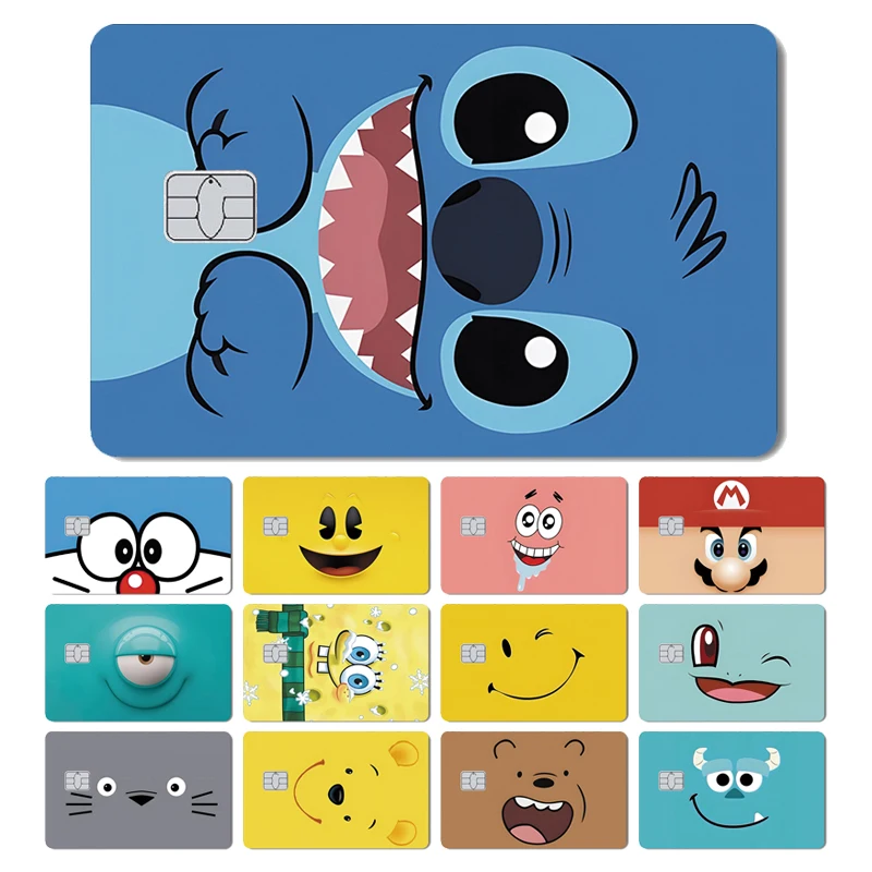 

Funny Cute Anime Cartoon Face Game Monster Matte Front Skin Sticker Cover Film for Credit Bus Debt Bank Card