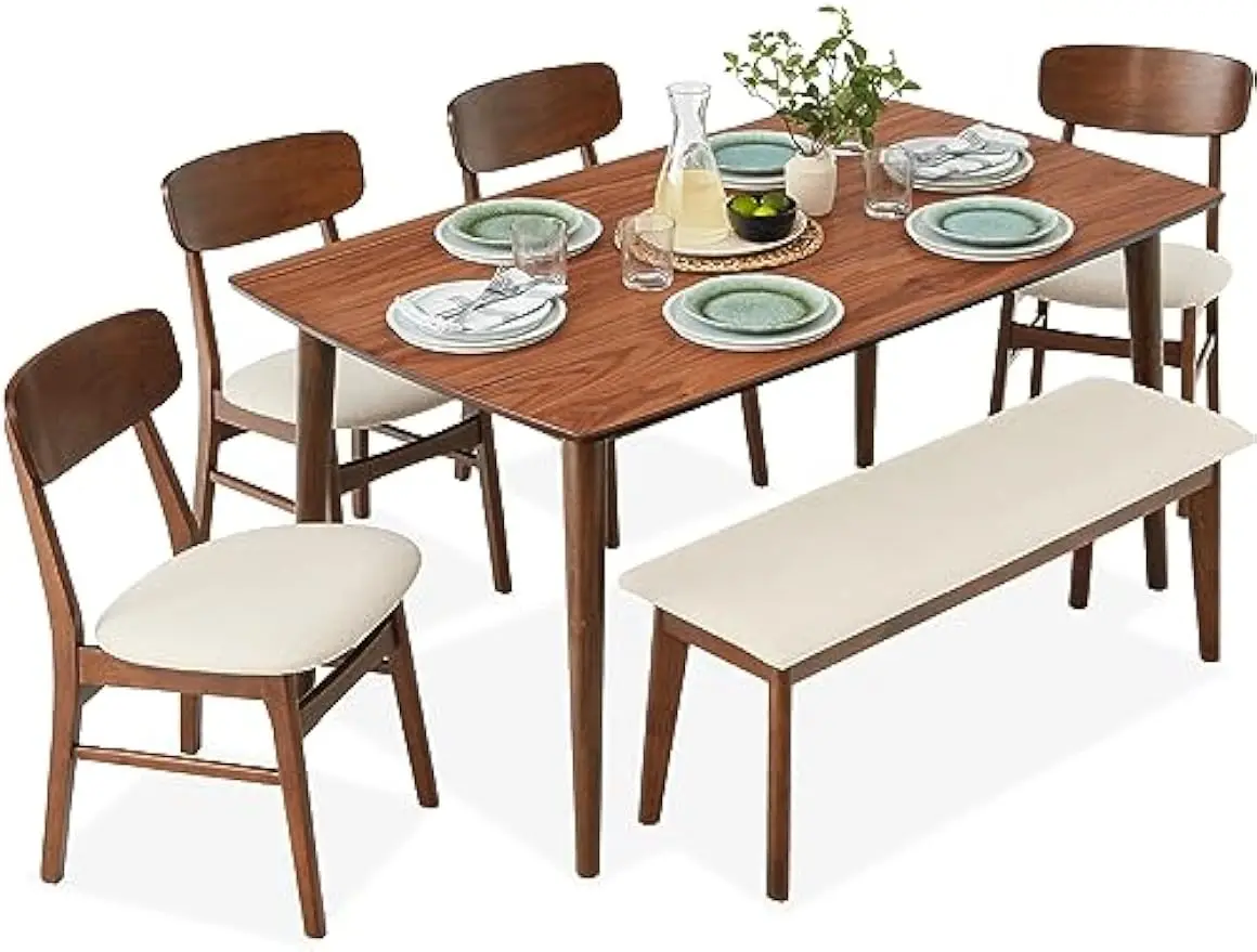 

Обеденный набор из 6 предметов, модель среднего века, набор мягких стульев для кухни, столовой с 4 стульями, сиденье на скамейке