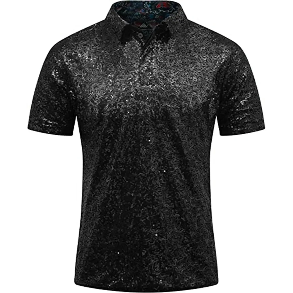 Comfy Fashion T-Shirt Short Sleeve Lapel Men Nightclub Party Shiny Short Sleeve Solid Color Summer Casual T Shirt
Comfy Fashion T-Shirt Short Sleeve Lapel Men Nightclub Party Shiny Short Sleeve Solid Color Summer Casual T Shirt