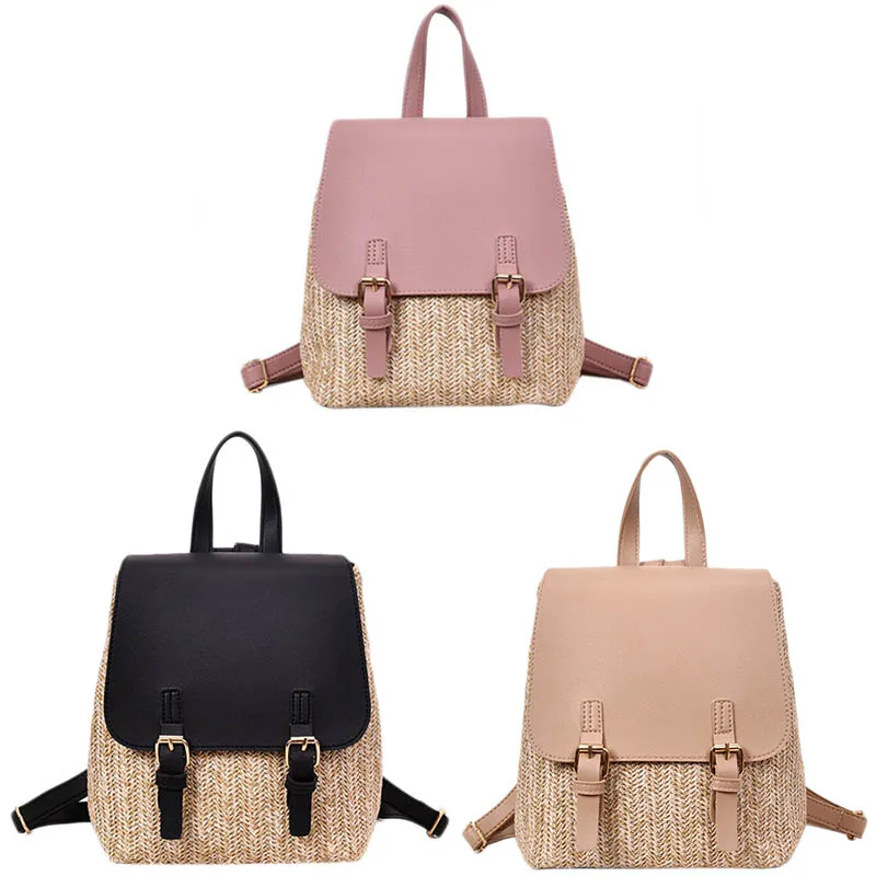 

Fashion Straw Woven Backpack Women Back Pack Summer Teenage Girl Quality Backpacks Travel Bags Girls Books Rucksack