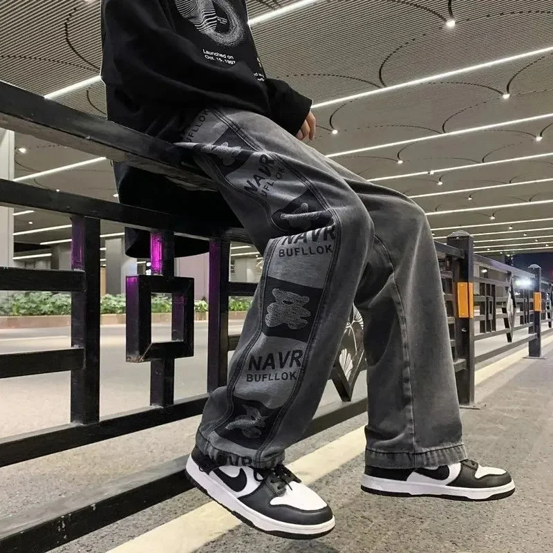 Vintage High Waist Women Jeans Korean Bear Print Loose Wide Leg Pants Casual All Match Female Student Straight Leg Trousers
Vintage High Waist Women Jeans Korean Bear Print Loose Wide Leg Pants Casual All Match Female Student Straight Leg Trousers