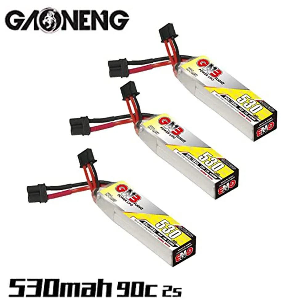 3PCS GAONENG GNB 530mAh 2S 7.6V 90C HV LiPo Battery with XT30 Plug for Model Aircraft FPV Drone Quadcopter Car Model Racing
3PCS GAONENG GNB 530mAh 2S 7.6V 90C HV LiPo Battery with XT30 Plug for Model Aircraft FPV Drone Quadcopter Car Model Racing