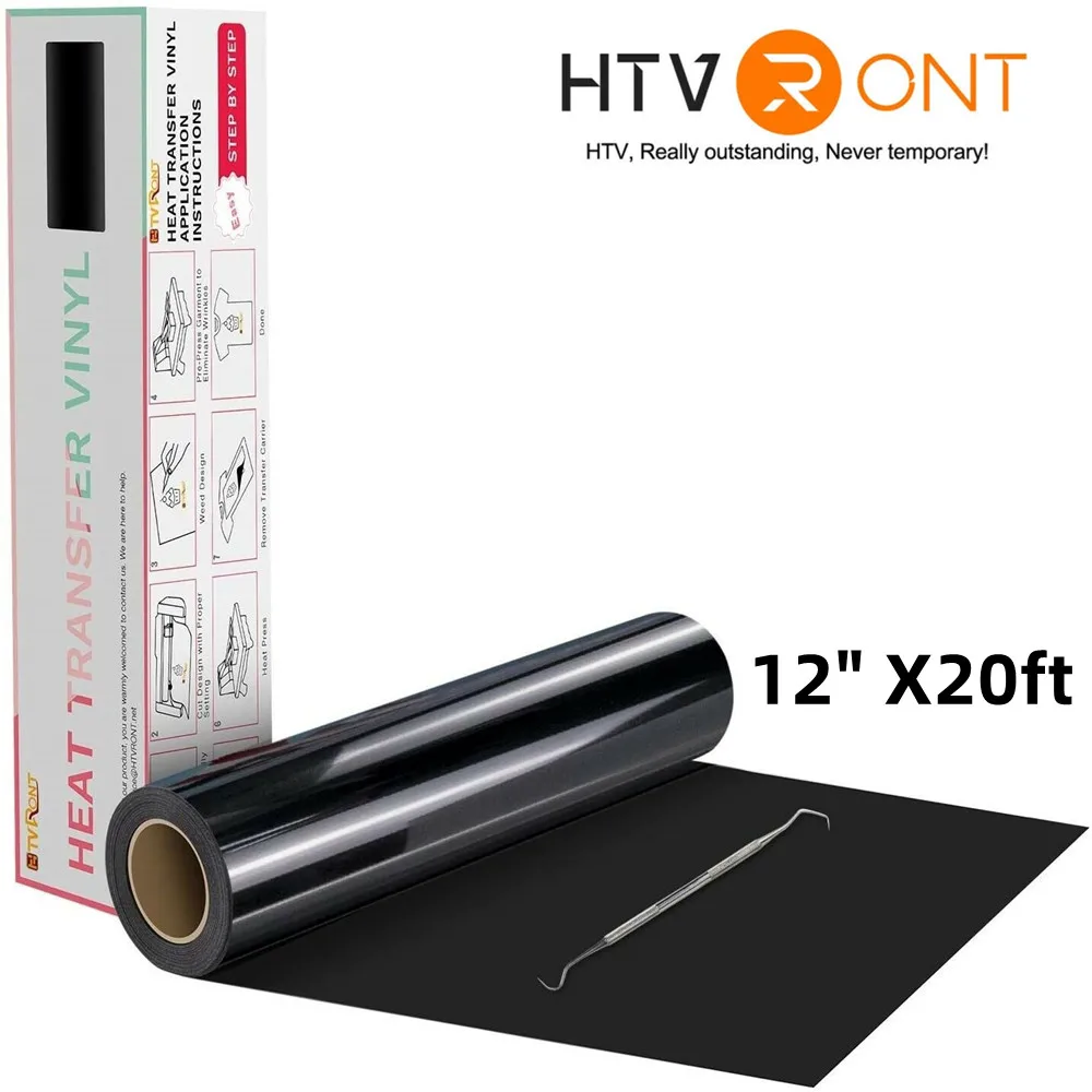 

HTVRONT 12"X20ft/30x600cm Heat Transfer Vinyl Roll for Cricut T-shirt Garment Craft Heat Press DIY HTV Film Printing Clothes