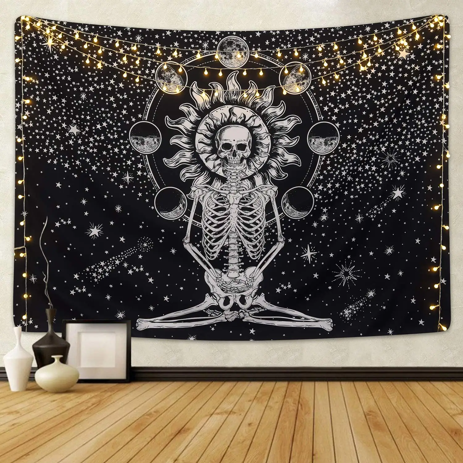 Skull Tapestry Meditation Skeleton Halloween Chakra Tapestry Starry Black and White Stars Wall Hanging Tapestry for Room
Skull Tapestry Meditation Skeleton Halloween Chakra Tapestry Starry Black and White Stars Wall Hanging Tapestry for Room