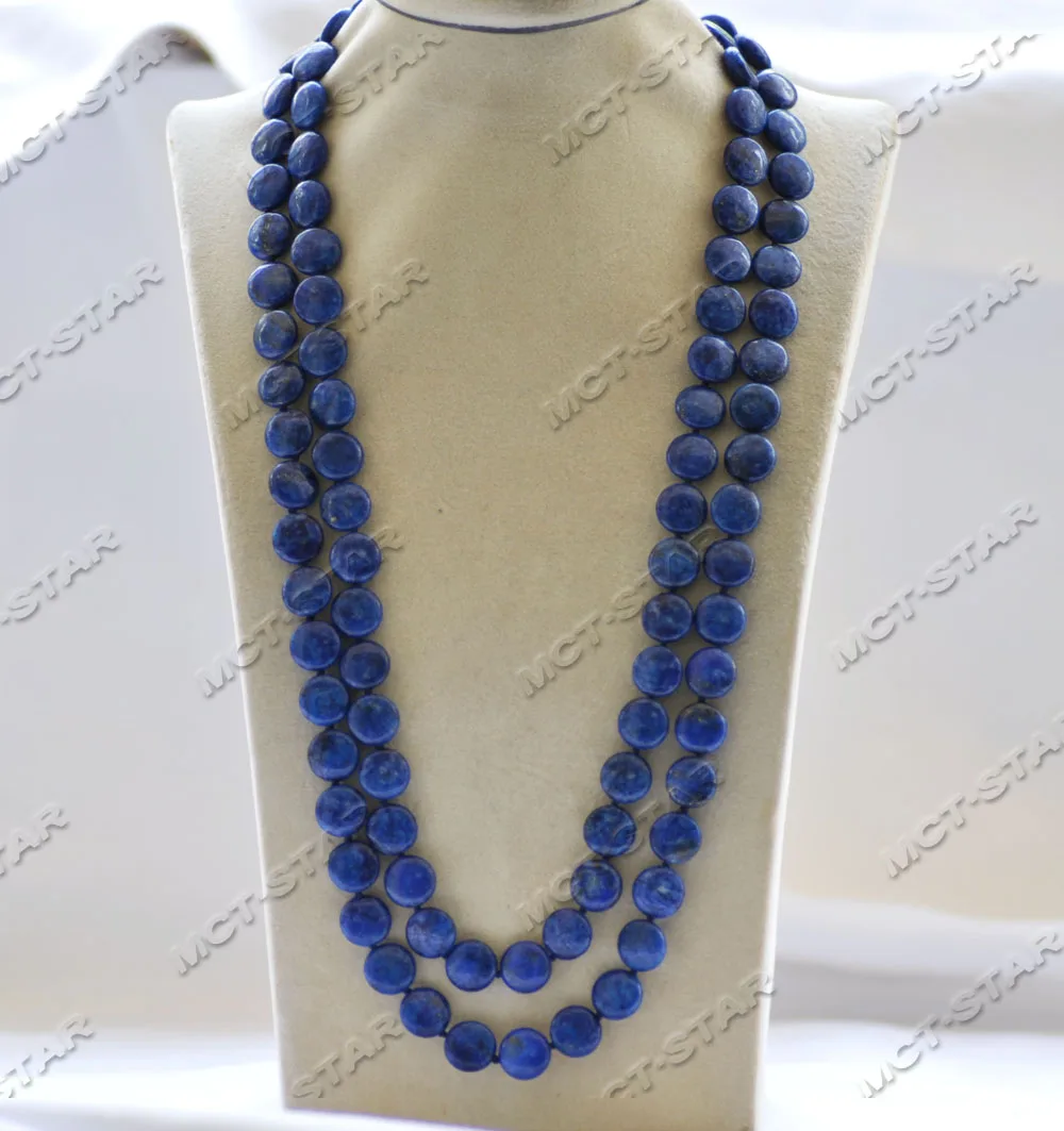 

MTC·STAR Z12778 Natural 50" 12mm Round Coin Blue Lapis lazuli Necklace